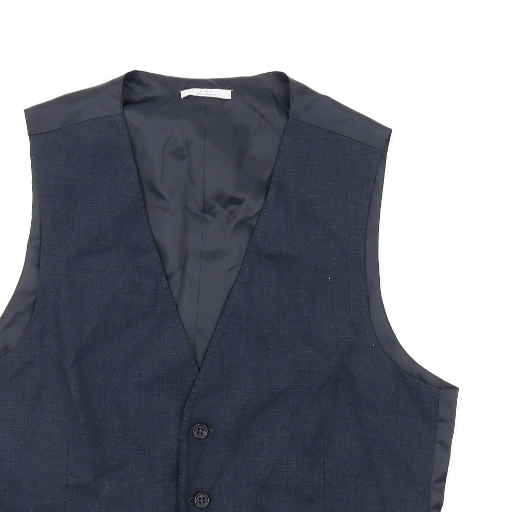 Marks and Spencer Mens Blue Linen Jacket Suit Waistcoat Size L Regular