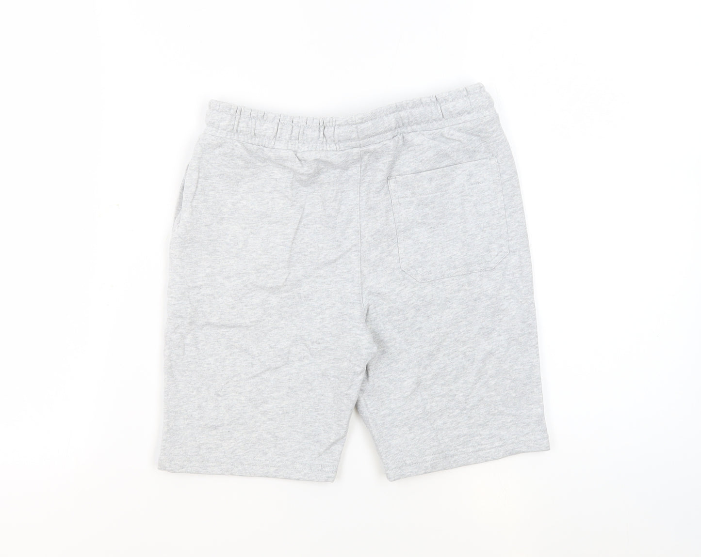 Marks and Spencer Boys Grey Cotton Sweat Shorts Size 9-10 Years Regular Drawstring - Pockets