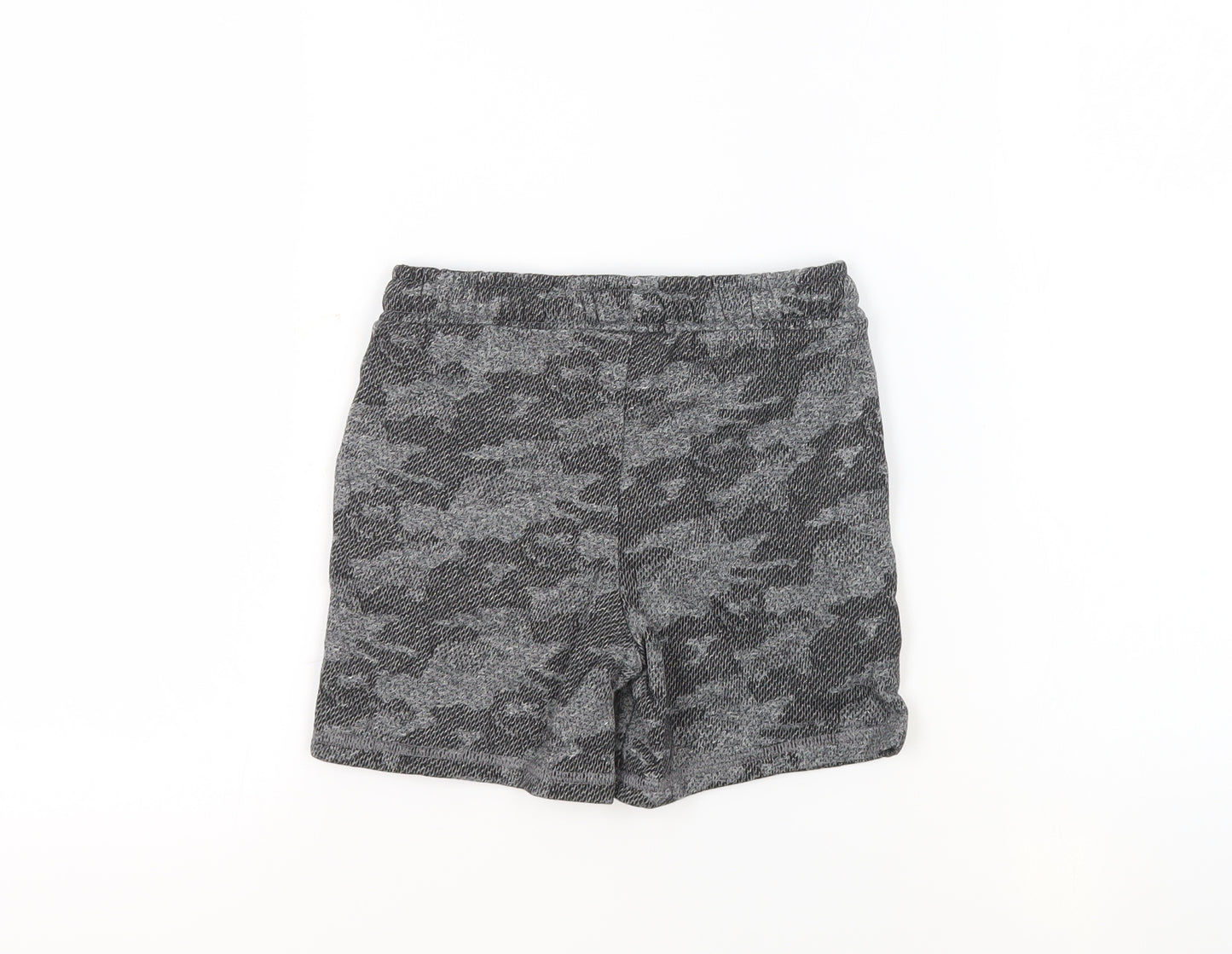 Marks and Spencer Boys Grey Camouflage Cotton Sweat Shorts Size 4-5 Years Regular Drawstring - Waist Size 23 Inch