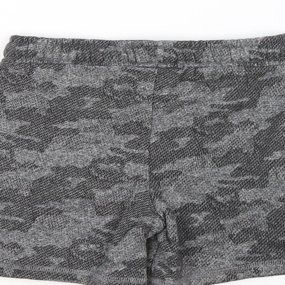 Marks and Spencer Boys Grey Camouflage Cotton Sweat Shorts Size 4-5 Years Regular Drawstring - Waist Size 23 Inch