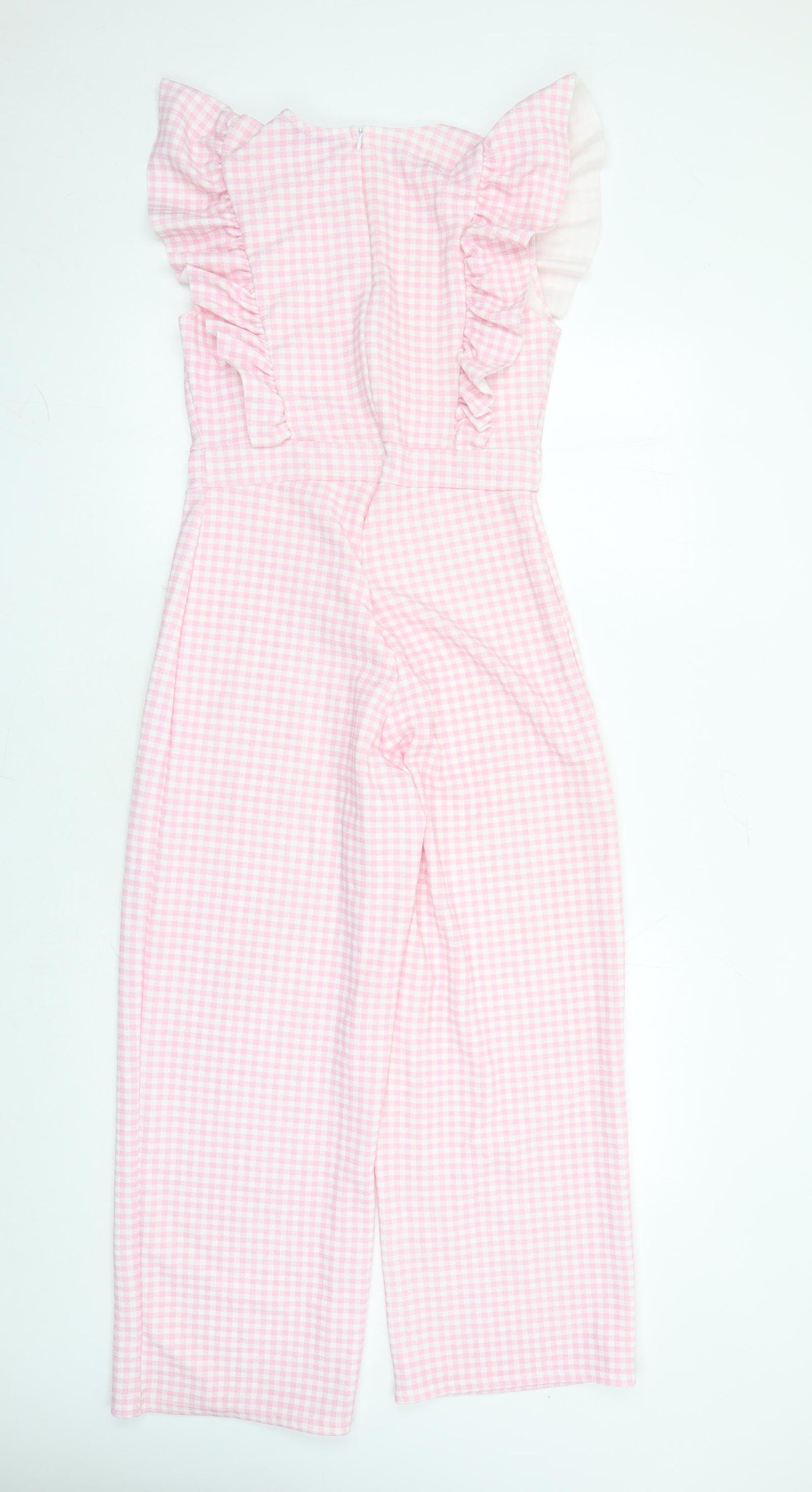 Boohoo Womens Pink Check Polyester Jumpsuit One-Piece Size 12 L25 in Zip