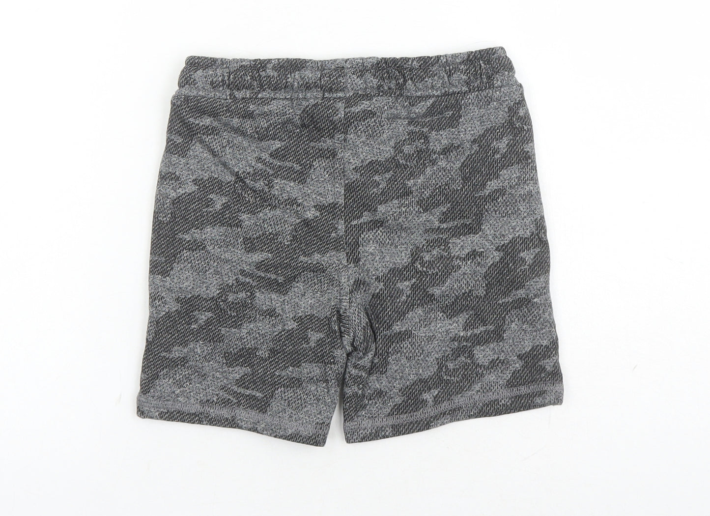 Marks and Spencer Boys Grey Geometric Cotton Sweat Shorts Size 5-6 Years Regular Drawstring - Waist Size 22 inches Elasticated Waist