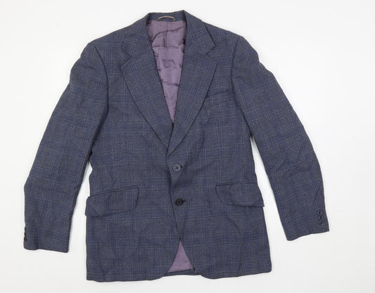 John Collier Mens Blue Plaid Polyester Jacket Suit Jacket Size 38 Regular