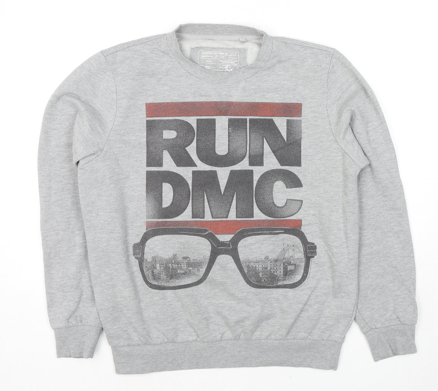 New Look Mens Grey Polyester Pullover Sweatshirt Size S - Run DMC Glasses