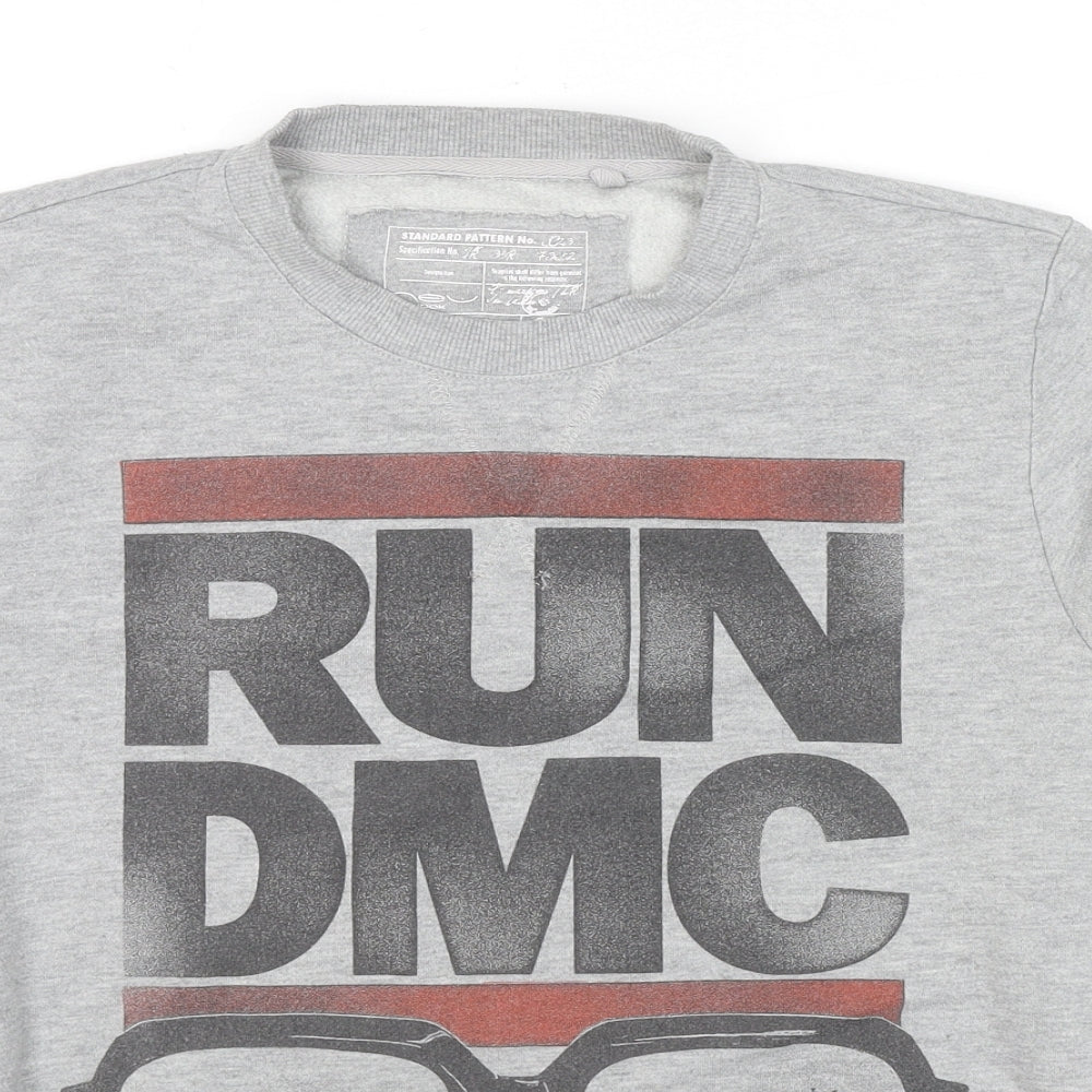 New Look Mens Grey Polyester Pullover Sweatshirt Size S - Run DMC Glasses