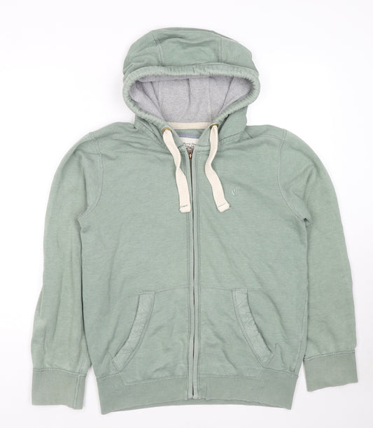 Fat Face Mens Green Cotton Full Zip Hoodie Size S