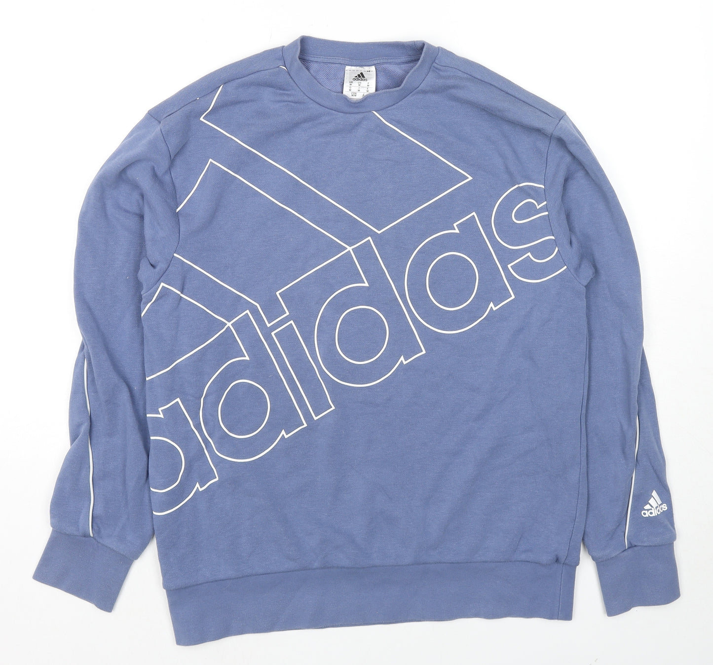 adidas Mens Blue Cotton Pullover Sweatshirt Size M - Logo