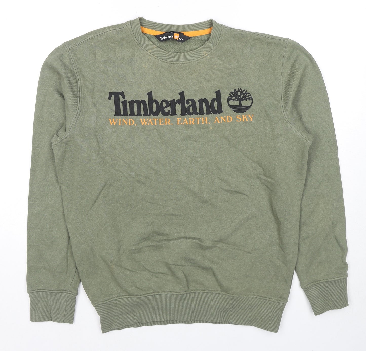 Timberland Mens Green Cotton Pullover Hoodie Size S - Logo