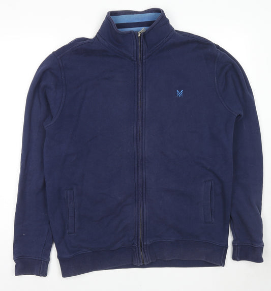 Crew Clothing Mens Blue Cotton Full Zip Sweatshirt Size M