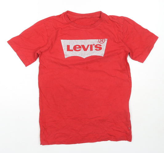 Levi's Boys Red Cotton Basic T-Shirt Size 16 Years Round Neck Pullover - Logo