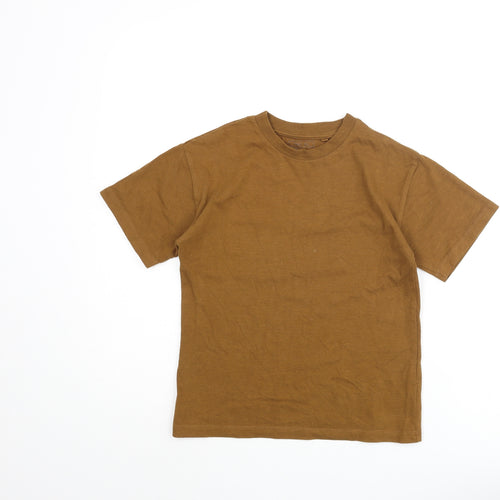 NEXT Boys Brown Cotton Basic T-Shirt Size 7 Years Crew Neck Pullover