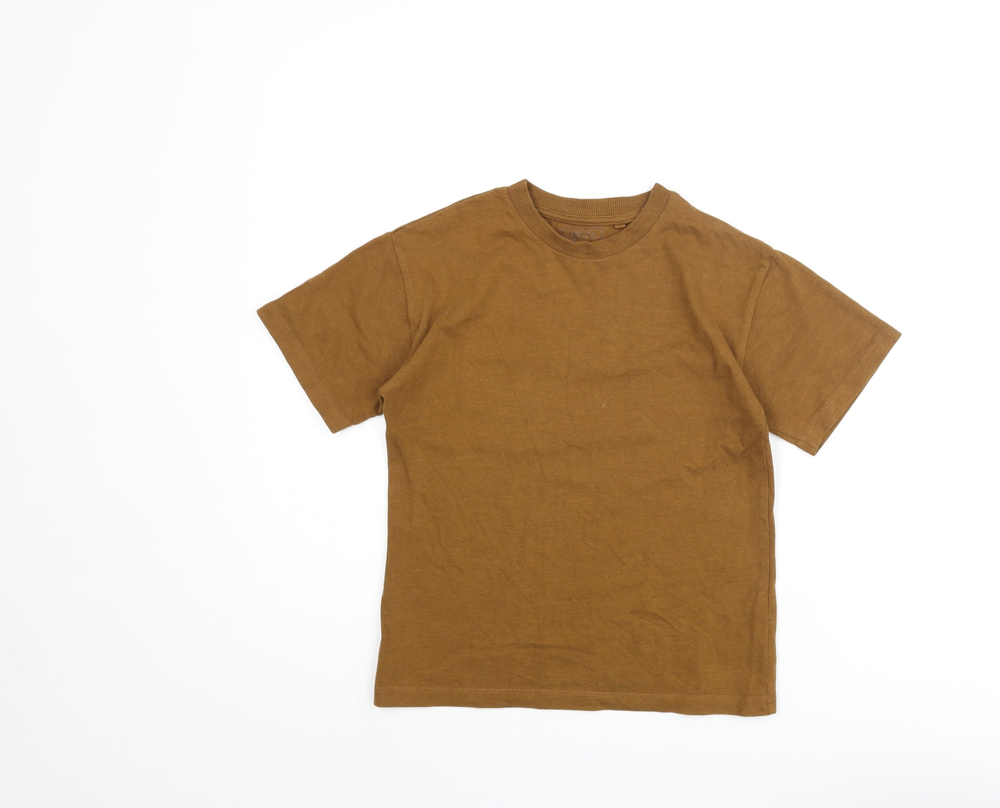 NEXT Boys Brown Cotton Basic T-Shirt Size 7 Years Crew Neck Pullover