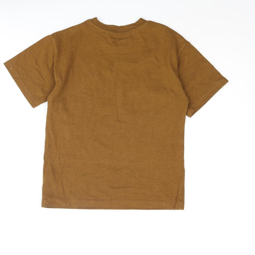 NEXT Boys Brown Cotton Basic T-Shirt Size 7 Years Crew Neck Pullover