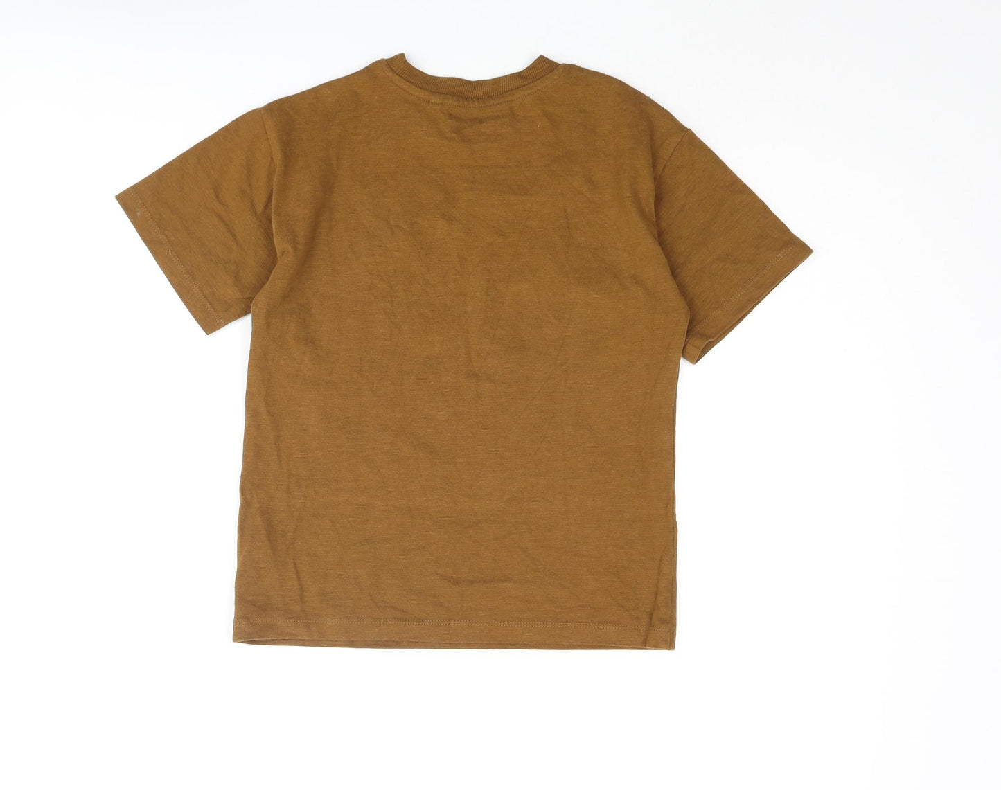 NEXT Boys Brown Cotton Basic T-Shirt Size 7 Years Crew Neck Pullover