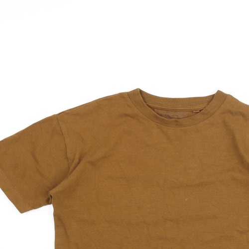 NEXT Boys Brown Cotton Basic T-Shirt Size 7 Years Crew Neck Pullover