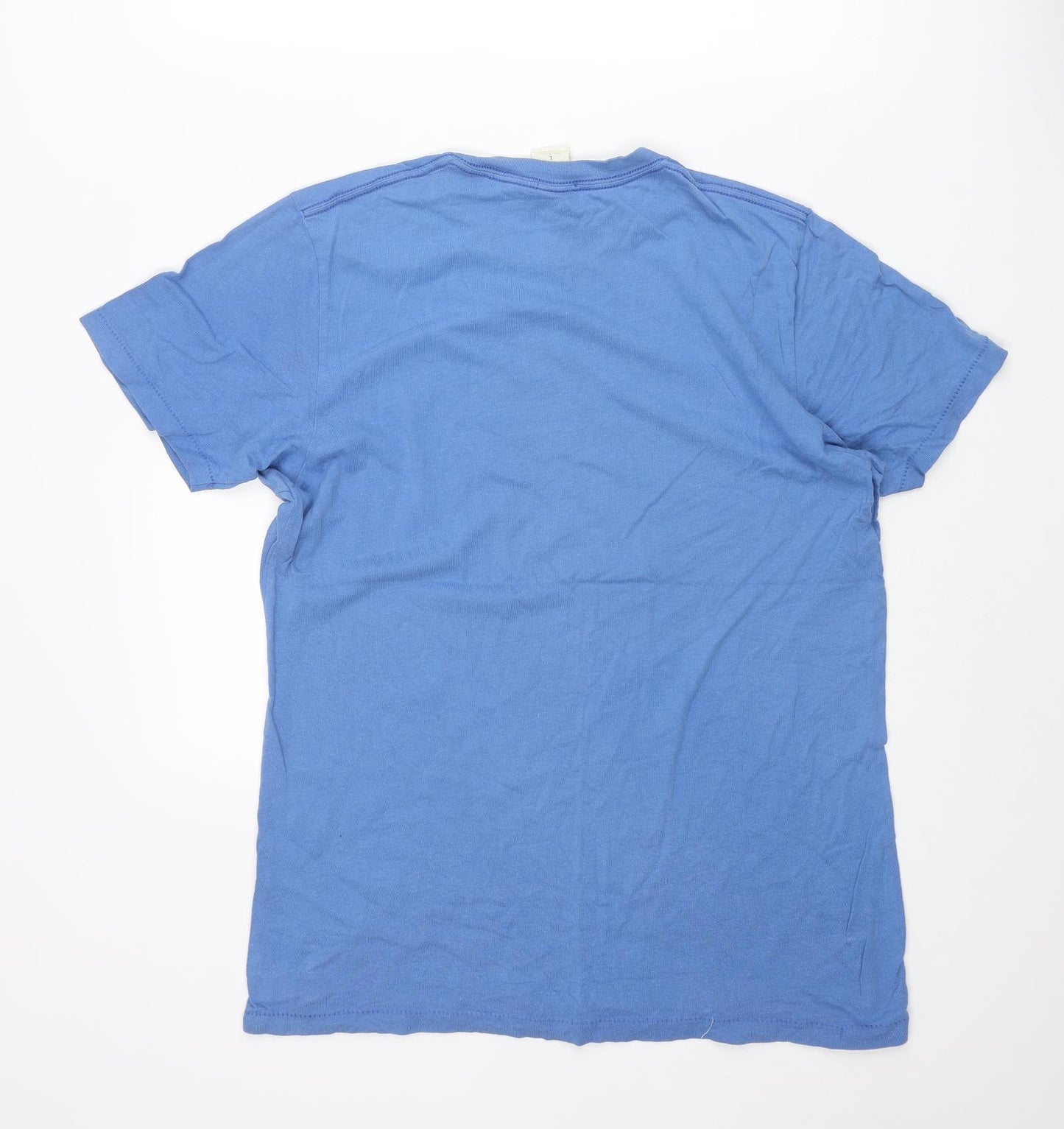 Abercrombie & Fitch Mens Blue Cotton T-Shirt Size L Crew Neck - I Am College Logg