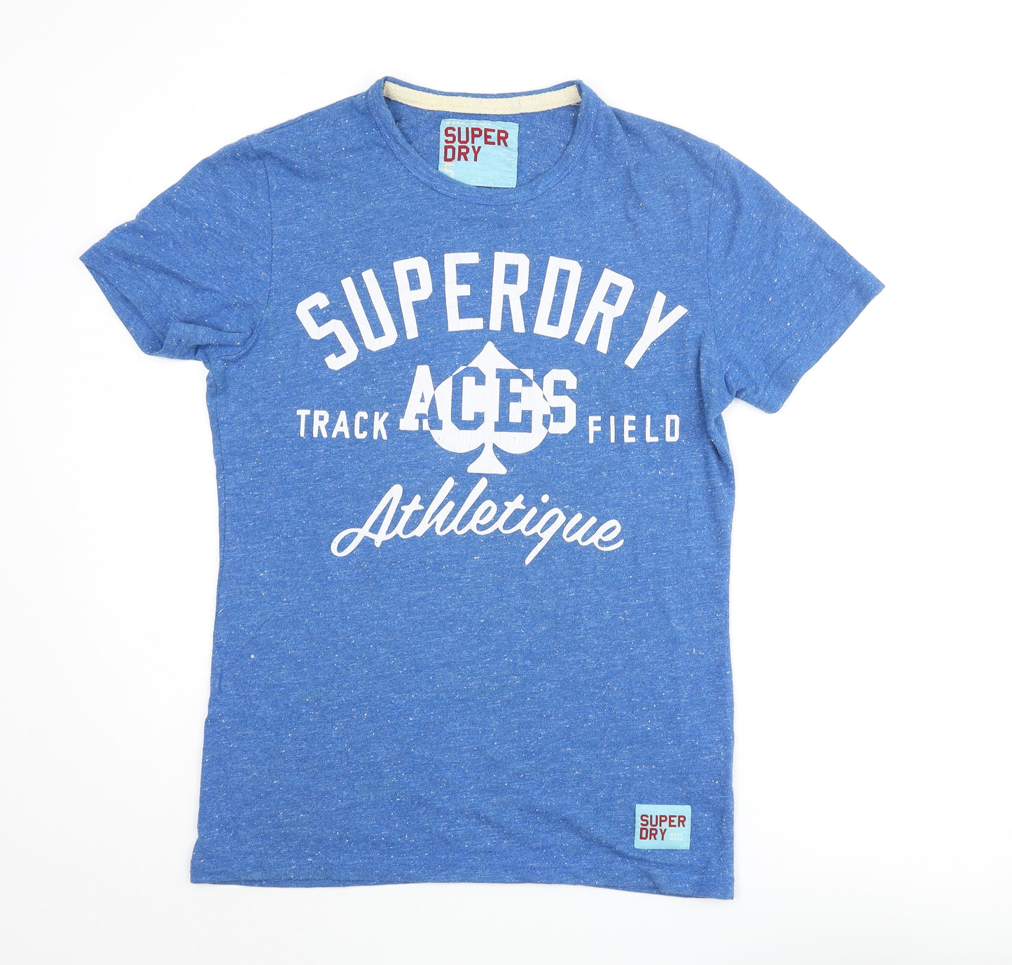 Superdry Mens Blue Cotton T-Shirt Size S Round Neck - Superdry Track Field Athletique 1