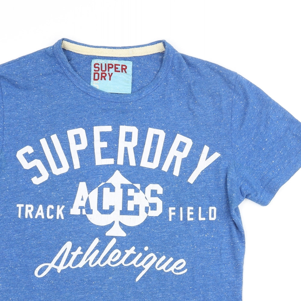 Superdry Mens Blue Cotton T-Shirt Size S Round Neck - Superdry Track Field Athletique 1