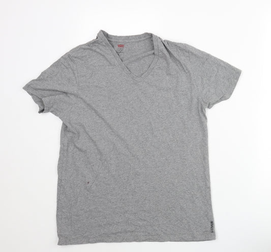 Levi's Mens Grey Cotton T-Shirt Size M V-Neck