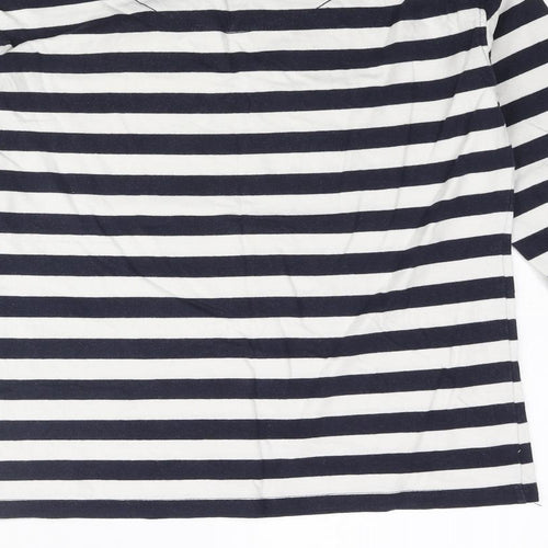 John Lewis Boys Blue Striped Cotton Basic T-Shirt Size 12 Years Crew Neck Pullover