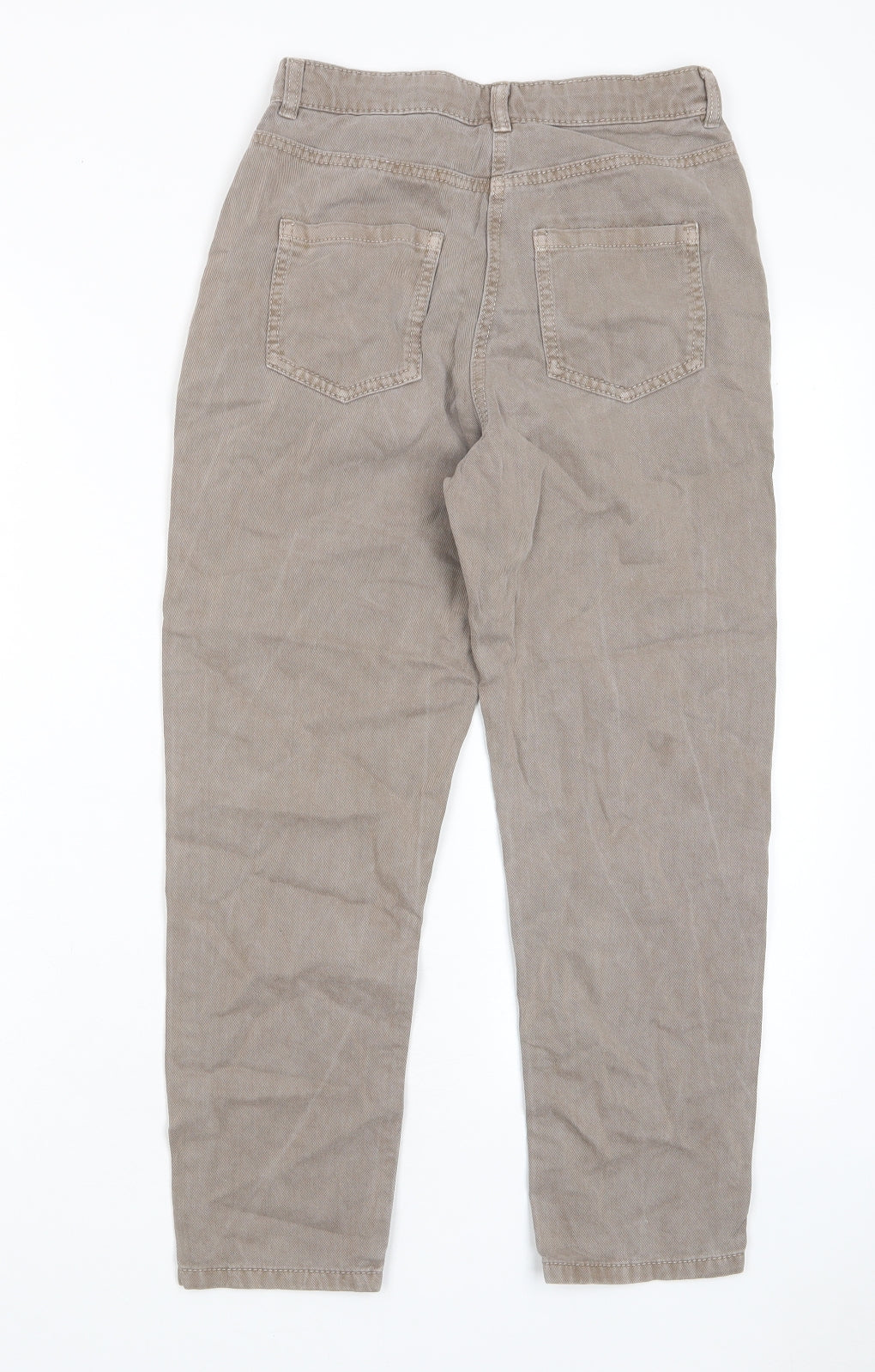 NEXT Girls Brown Cotton Straight Jeans Size 10 Years L24 in Regular Zip - Distressed, Pockets