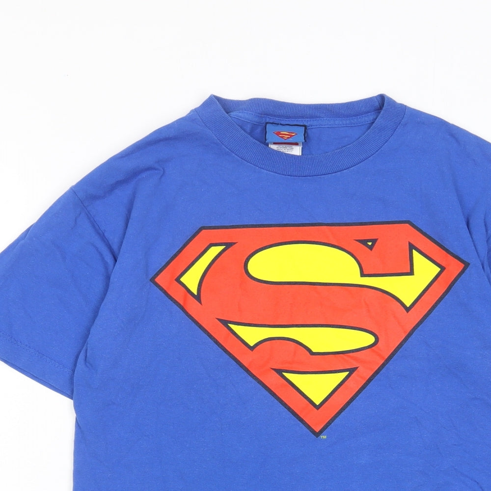 Superman Mens Blue Cotton T-Shirt Size M Crew Neck