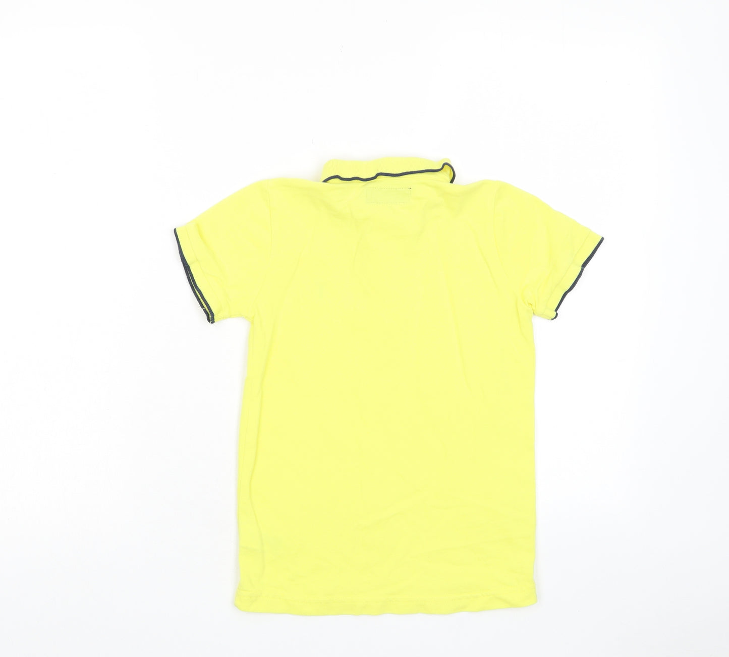 NEXT Boys Yellow Cotton Basic Polo Size 7 Years Collared Button - Logo, Embroided