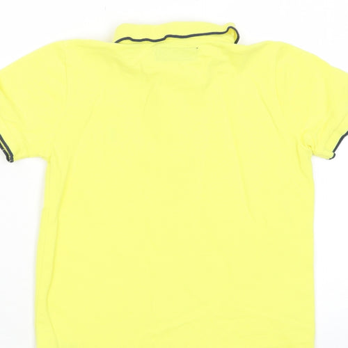 NEXT Boys Yellow Cotton Basic Polo Size 7 Years Collared Button - Logo, Embroided