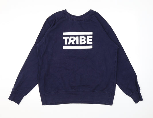 Tribe Mens Blue Cotton Pullover Sweatshirt Size XL - Logo