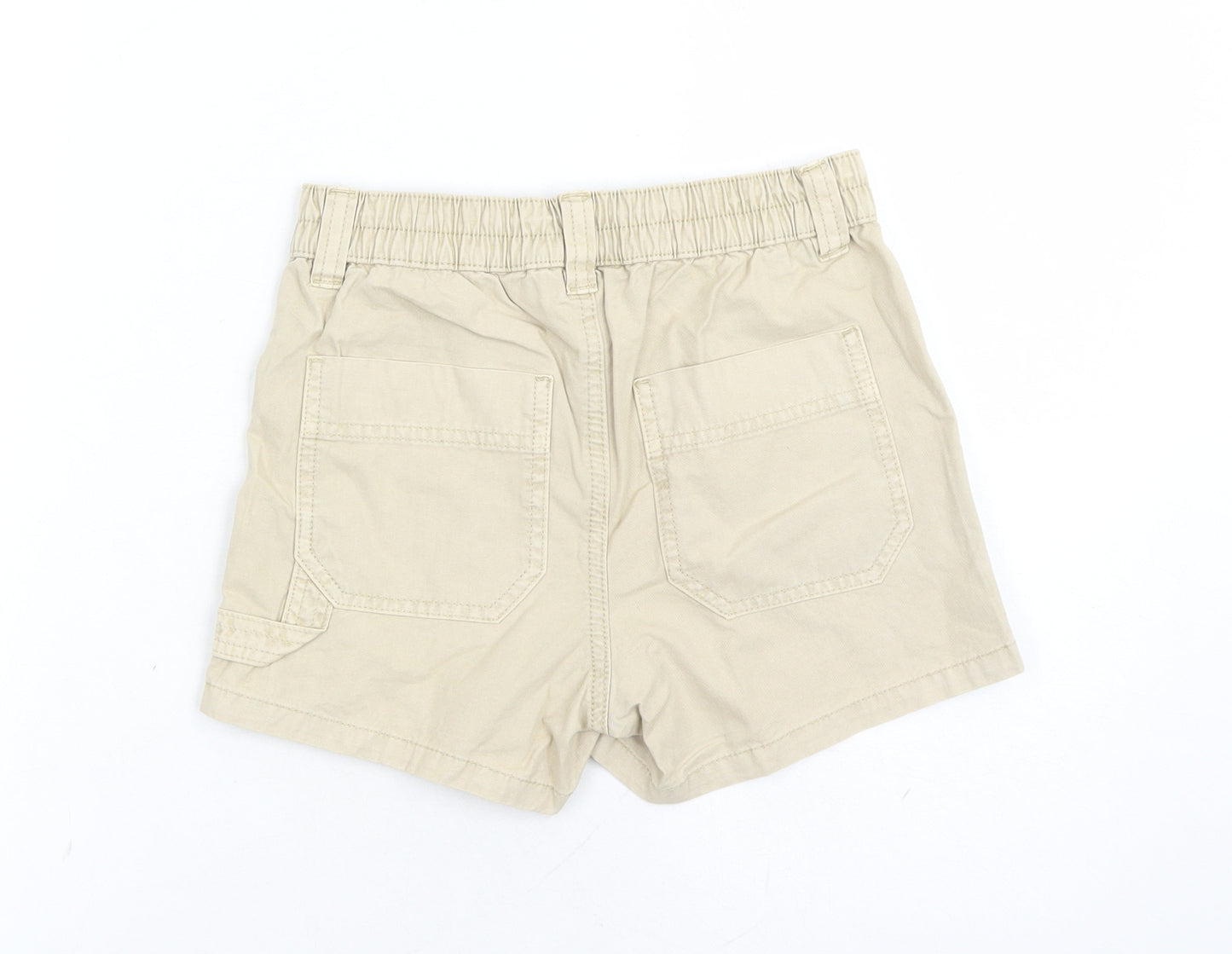 Marks and Spencer Boys Beige Cotton Chino Shorts Size 9-10 Years Regular Zip - Elasticated Waist Waist Size 22 Inches Inside Leg 3 Inches