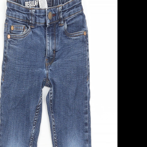 NEXT Boys Blue Cotton Straight Jeans Size 3 Years Regular Zip - Elasticated Waist Waist Size 20 Inches Inside Leg 15 Inches