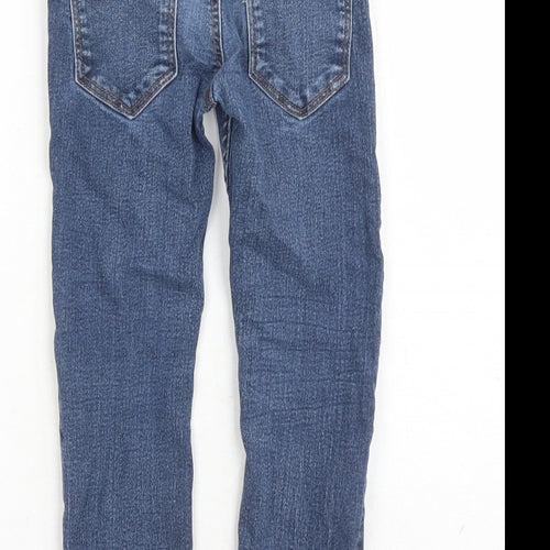 NEXT Boys Blue Cotton Straight Jeans Size 3 Years Regular Zip - Elasticated Waist Waist Size 20 Inches Inside Leg 15 Inches