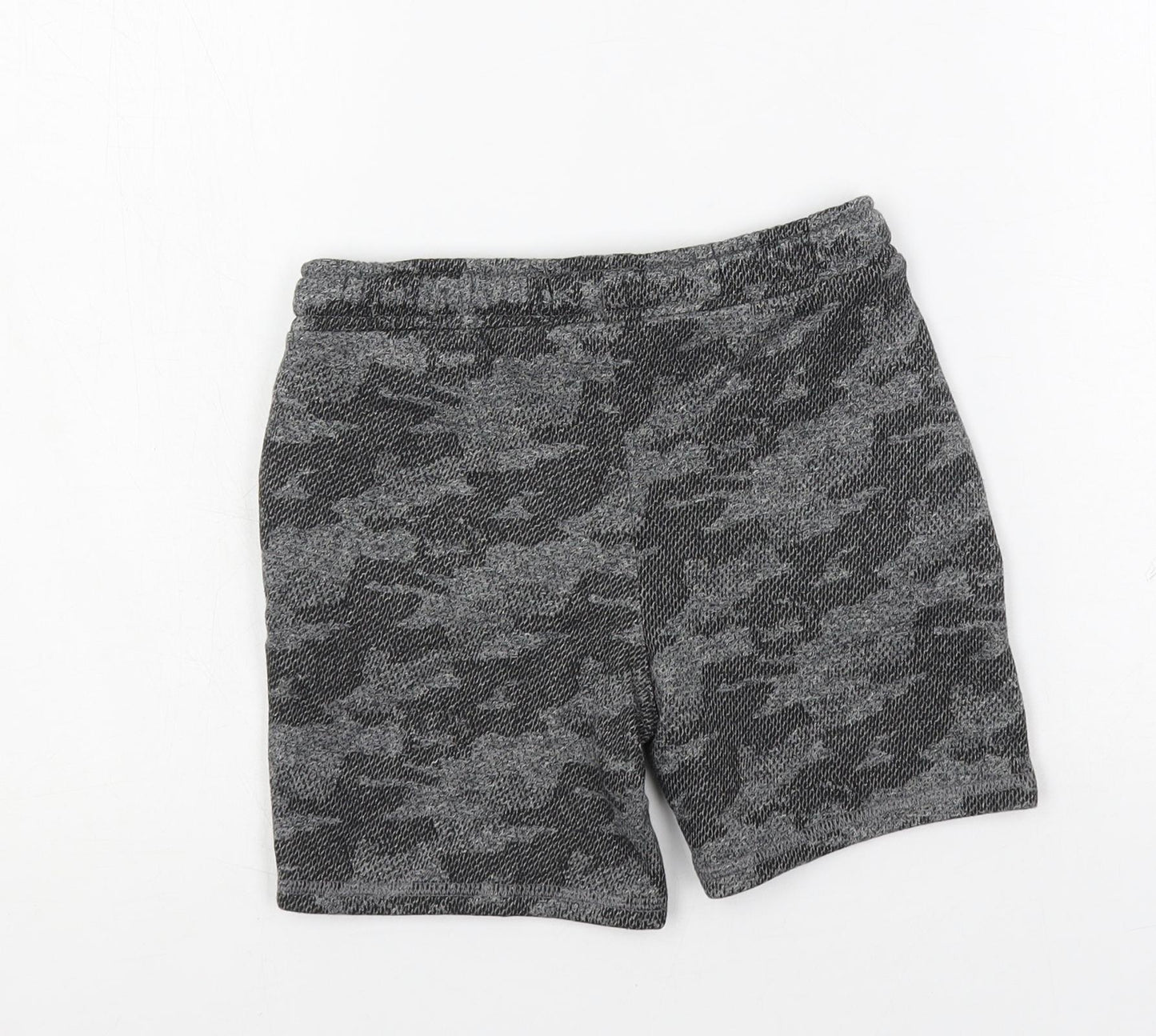 Marks and Spencer Boys Grey Camouflage Cotton Sweat Shorts Size 5-6 Years Regular Drawstring - Pockets