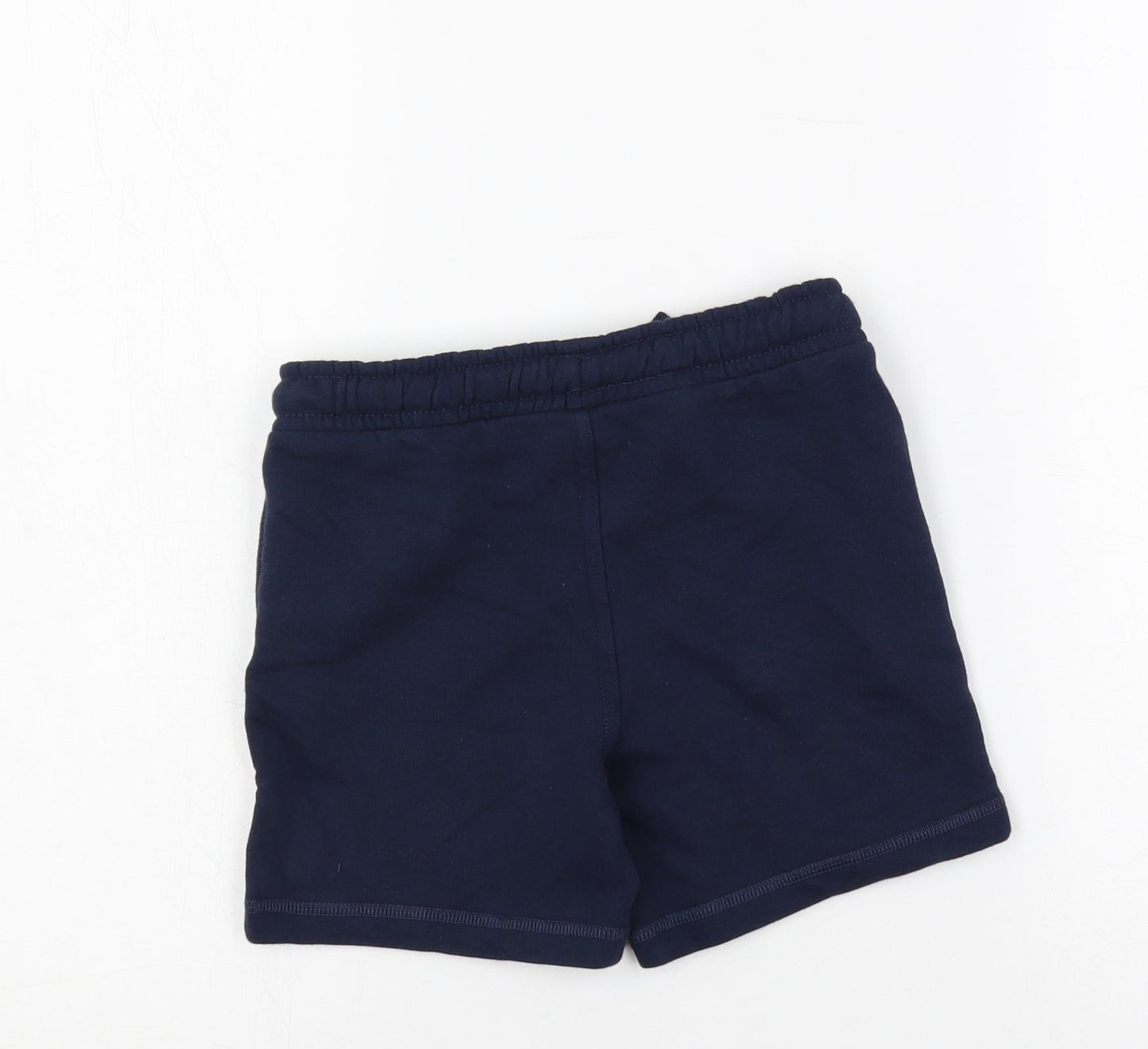 Marks and Spencer Boys Blue Cotton Sweat Shorts Size 5-6 Years Regular Drawstring - Adjustable Waist