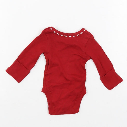 Marks and Spencer Baby Red Cotton Babygrow One-Piece Size Newborn Snap - Christmas