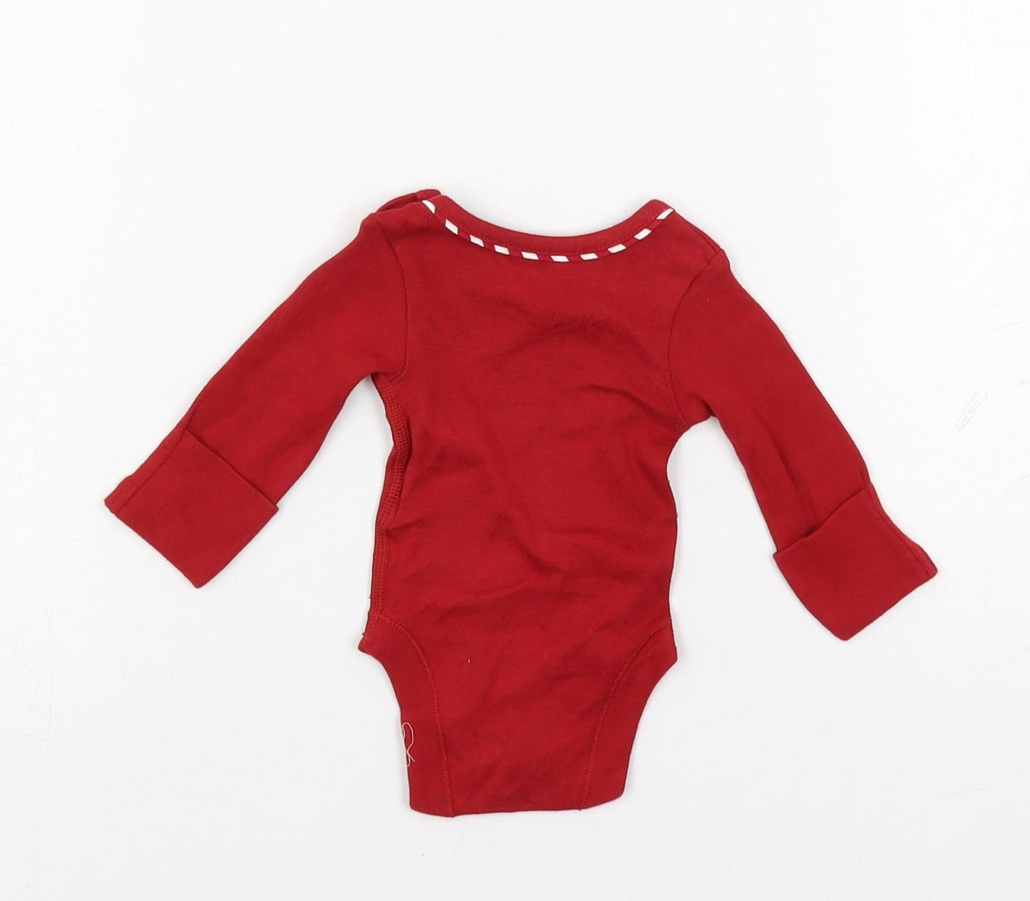 Marks and Spencer Baby Red Cotton Babygrow One-Piece Size Newborn Snap - Christmas