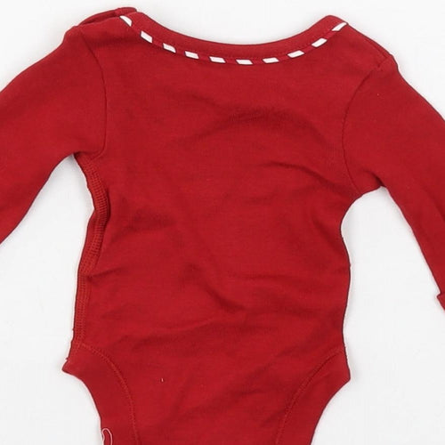 Marks and Spencer Baby Red Cotton Babygrow One-Piece Size Newborn Snap - Christmas