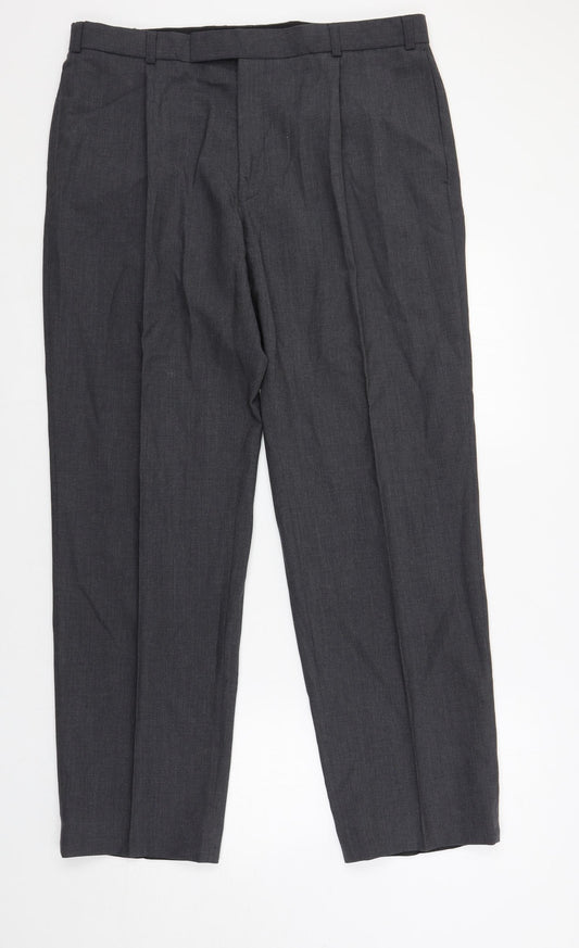 NEXT Mens Grey Wool Dress Pants Trousers Size 36 in L31 in Regular Zip