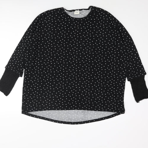 Jacqueline de Yong Womens Black Round Neck Polka Dot Polyester Pullover Jumper Size L