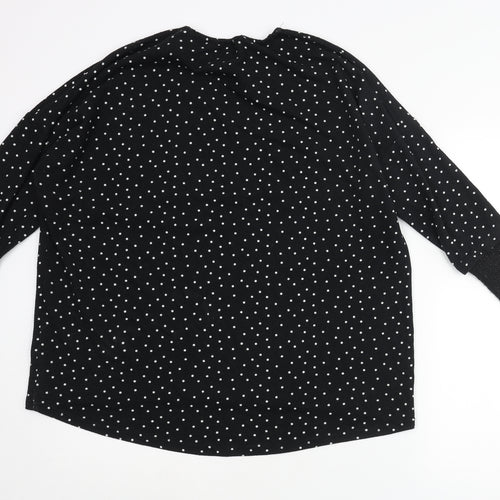 Jacqueline de Yong Womens Black Round Neck Polka Dot Polyester Pullover Jumper Size L