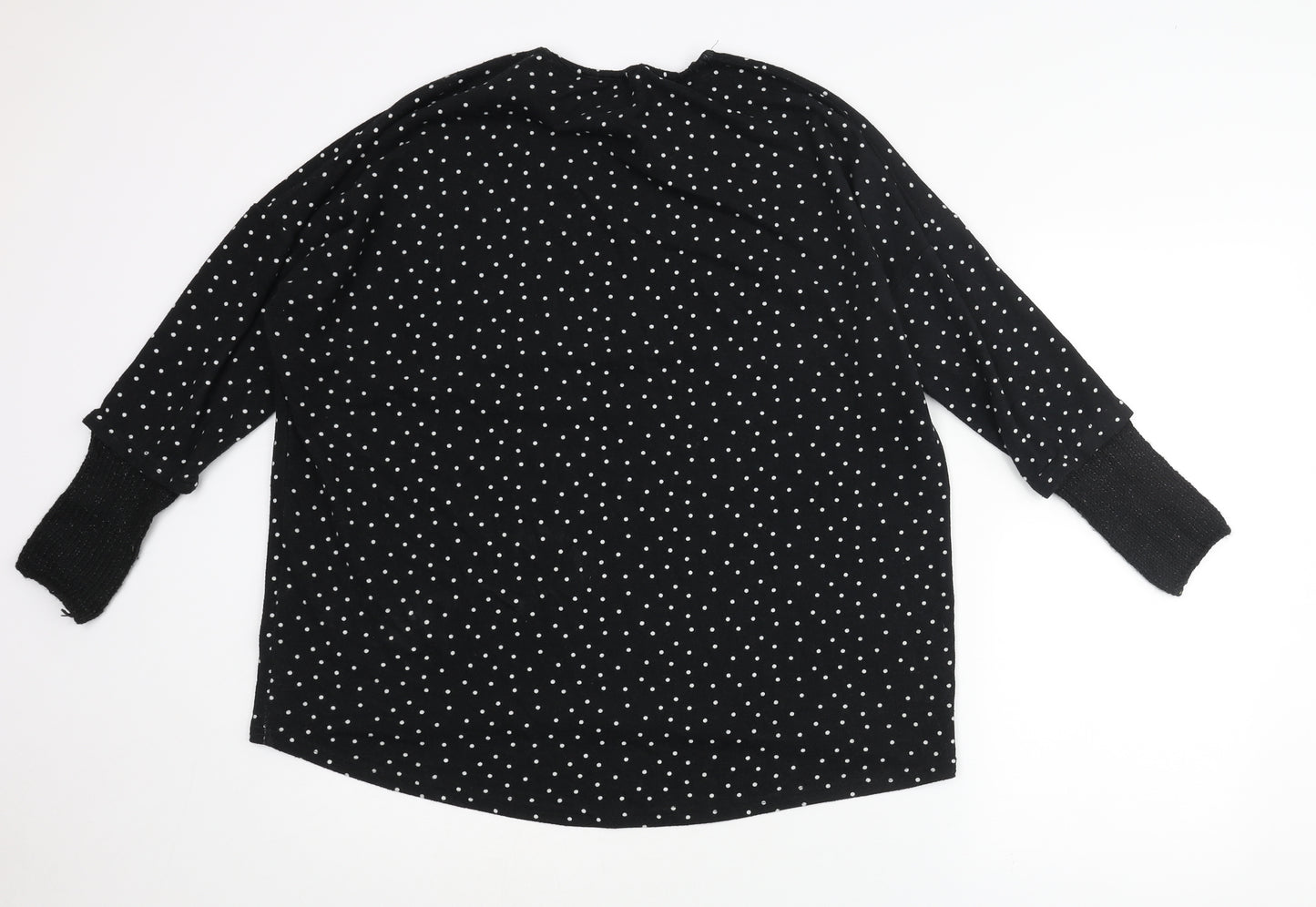 Jacqueline de Yong Womens Black Round Neck Polka Dot Polyester Pullover Jumper Size L