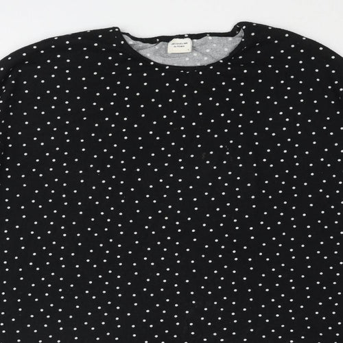 Jacqueline de Yong Womens Black Round Neck Polka Dot Polyester Pullover Jumper Size L