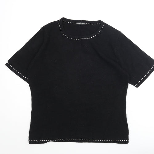 Debbie Morgan Womens Black Round Neck Acrylic Pullover Jumper Size L - Stitch Detail