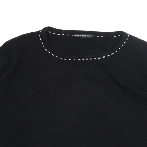 Debbie Morgan Womens Black Round Neck Acrylic Pullover Jumper Size L - Stitch Detail