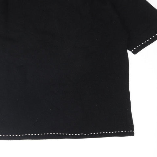 Debbie Morgan Womens Black Round Neck Acrylic Pullover Jumper Size L - Stitch Detail