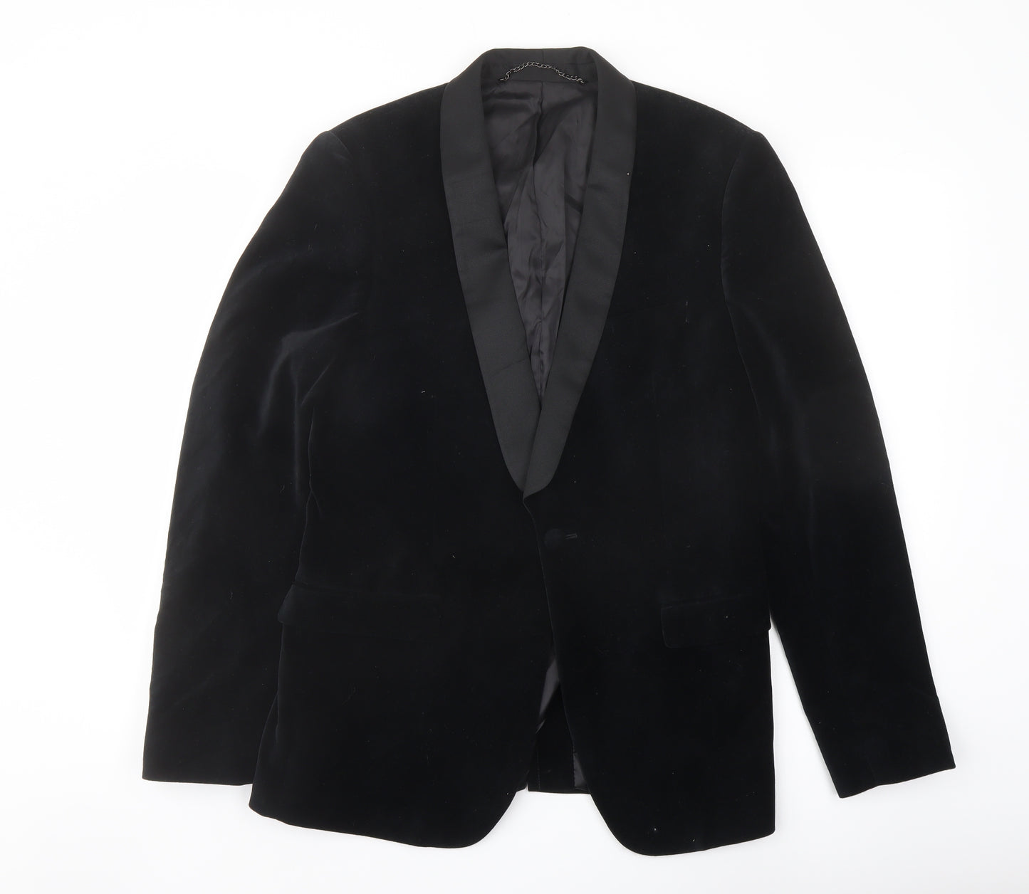 Topman Mens Black Cotton Jacket Suit Jacket Size 38 Regular