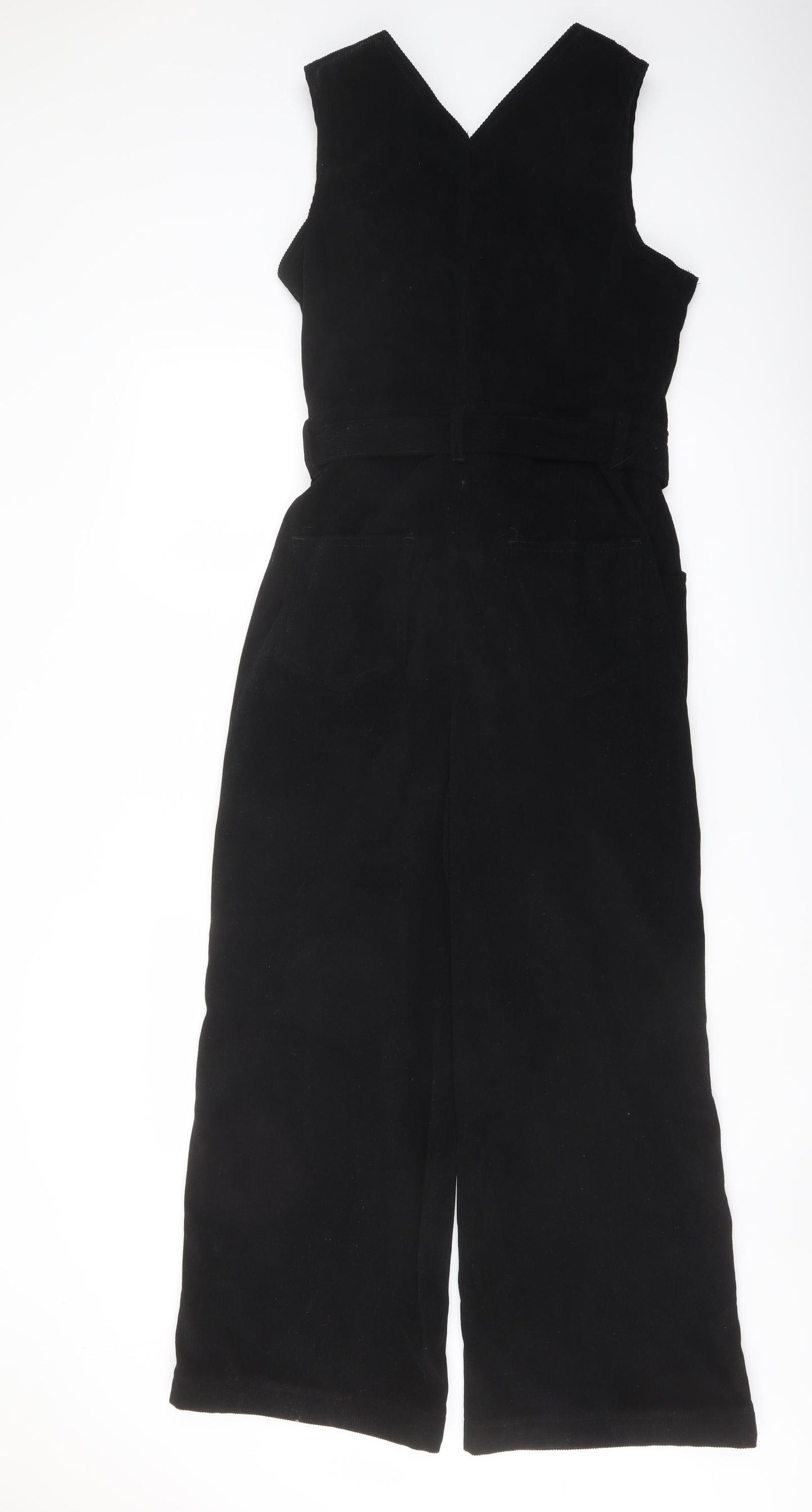 Boohoo Womens Black Cotton Jumpsuit One-Piece Size 12 Zip