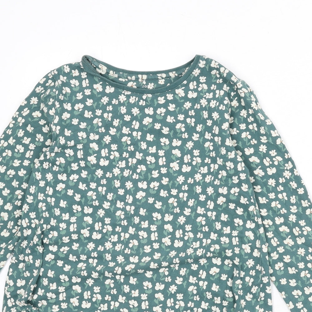 John Lewis Girls Green Floral Cotton A-Line Size 9 Years Round Neck Pullover