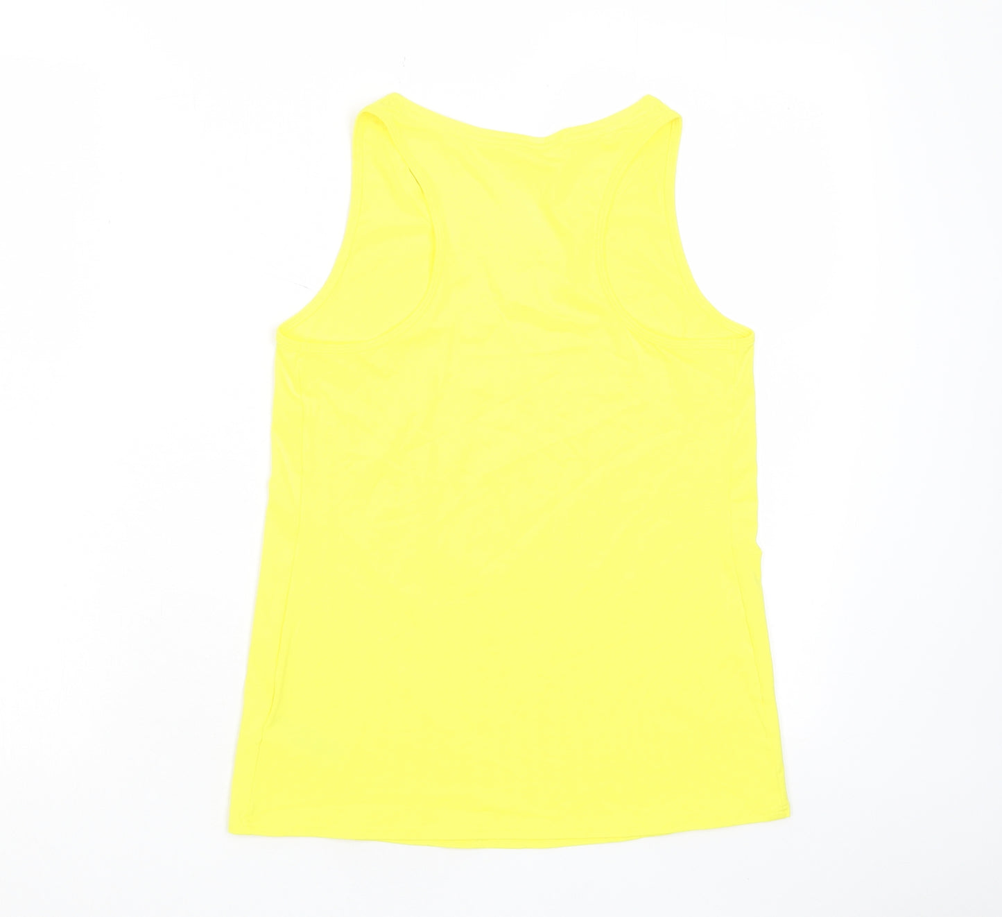 GOODMOVE Womens Yellow Polyester Basic Tank Size 8 Crew Neck Pullover