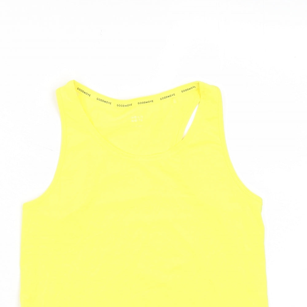 GOODMOVE Womens Yellow Polyester Basic Tank Size 8 Crew Neck Pullover